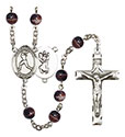 St. Christopher/Softball 7mm Brown Rosary R6004S-8145