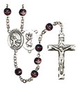 St. Christopher/Football 7mm Brown Rosary R6004S-8501