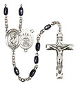 St. Christopher/Air Force 8x5mm Black Onyx Rosary R6005S-8022S1