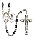 St. Christopher/Gymnastics 8x5mm Black Onyx Rosary R6005S-8142