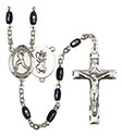 St. Christopher/Softball 8x5mm Black Onyx Rosary R6005S-8145