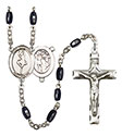 St. Sebastian/Dance 8x5mm Black Onyx Rosary R6005S-8173