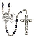 St. Christopher/Golf 8x5mm Black Onyx Rosary R6005S-8506