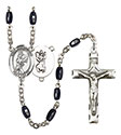 St. Christopher/Softball 8x5mm Black Onyx Rosary R6005S-8507