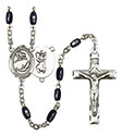 St. Christopher/Gymnastics 8x5mm Black Onyx Rosary R6005S-8513