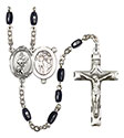 St. Sebastian/Softball 8x5mm Black Onyx Rosary R6005S-8607