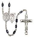 St. Sebastian/Dance 8x5mm Black Onyx Rosary R6005S-8612