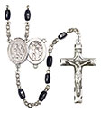 St. Sebastian/Choir 8x5mm Black Onyx Rosary R6005S-8614