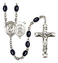 St. Christopher/Air Force 8x6mm Black Onyx Rosary R6006S-8022S1