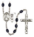 St. Christopher/Softball 8x6mm Black Onyx Rosary R6006S-8145