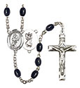 St. Christopher/Softball 8x6mm Black Onyx Rosary R6006S-8507