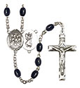 St. Christopher/Choir 8x6mm Black Onyx Rosary R6006S-8514