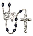 St. Sebastian/Football 8x6mm Black Onyx Rosary R6006S-8601