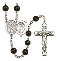 St. Sebastian/Dance 7mm Black Onyx Rosary R6007S-8612