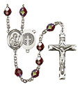 St. Benedict 7mm Garnet Aurora Borealis Rosary R6008GTS-8008
