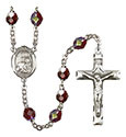 St. Benjamin 7mm Garnet Aurora Borealis Rosary R6008GTS-8013