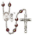 St. Christopher/Gymnastics 7mm Garnet Aurora Borealis Rosary R6008GTS-8142