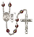 St. Christopher/Football 7mm Garnet Aurora Borealis Rosary R6008GTS-8151