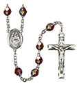 Holy Family 7mm Garnet Aurora Borealis Rosary R6008GTS-8218