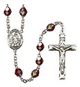 St. Bernadine of Sienna 7mm Garnet Aurora Borealis Rosary R6008GTS-8387