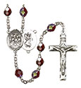 St. Christopher/Choir 7mm Garnet Aurora Borealis Rosary R6008GTS-8514