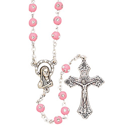 Rosary with Pink Cubic Zirconia Beads SR3964