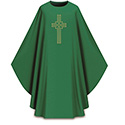 Chasuble Green Dupion Embroidered Cross 5059