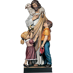 Statue Good Shepherd with Children Fiberglass 100/50