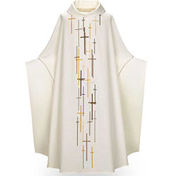 Chasuble White Embroidered Crosses