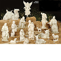 Nativity 15 Piece Set 27&quot; White Resin-stone