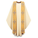 Chasuble Beige Dupion with Gold Missa Overlay Stole 3-2915