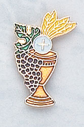 First Communion Wheat &amp; Grapes Lapel Pin