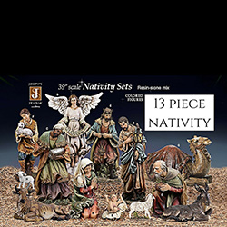 Nativity 13 Piece Set 39&quot; Traditional Colors Resin-stone