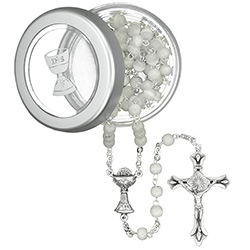 First Communion Cat&#39;s Eye Rosary with Box 39 013 02