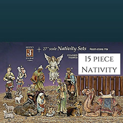 Nativity 15 Piece Set 27&quot; Traditional Colors Resin-stone