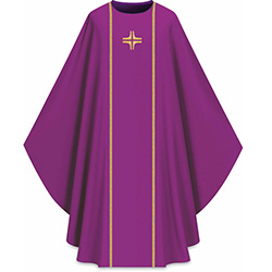 Chasuble Assisi with Braid &amp; Cross Purple 701034