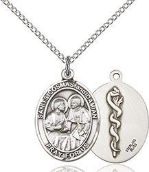 Sterling Silver Sts. Cosmas &amp; Damian/Doctors Pendant 8132-8