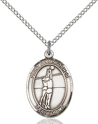 Sterling Silver St. Christopher/Volleyball Pendant 8138