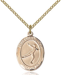 14kt Gold Filled St. Christopher/Figure Skating Pendant 8139