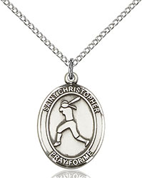 Sterling Silver St. Christopher/Softball Pendant 8145