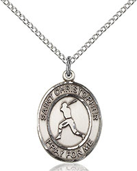 Sterling Silver St. Christopher/Baseball Pendant 8150