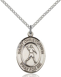 Sterling Silver St. Christopher/Football Pendant 8151