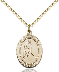 14kt Gold Filled St. Christopher/Ice Hockey Pendant 8155