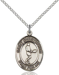 Sterling Silver St. Christopher/Tennis Pendant 8156