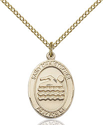 14kt Gold Filled St. Christopher/Swimming Pendant 8157