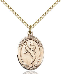 14kt Gold Filled St. Christopher/Martial Arts Pendant 8158