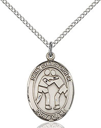 Sterling Silver St. Christopher/Wrestling Pendant 8159