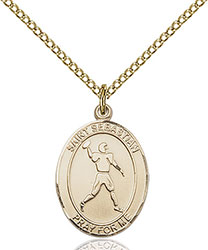 14kt Gold Filled St. Sebastian/Football Pendant 8161