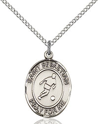 Sterling Silver St. Sebastian/Soccer Pendant 8164