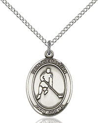 Sterling Silver St. Sebastian/Ice Hockey Pendant 8165